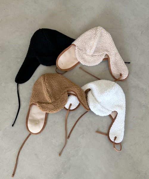 CLEA(クレア)の「ボアパイピングフライトキャップ(キャップ・レディース・ブラウン/アイボリー/ベージュ/ブラック・FREE)」の19枚目の写真