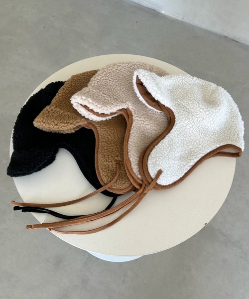 CLEA(クレア)の「ボアパイピングフライトキャップ(キャップ・レディース・ブラウン/アイボリー/ベージュ/ブラック・FREE)」の17枚目の写真