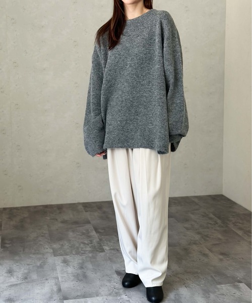 OAF ニットビスチェ　LAYERED WOOL BUSTIER GRAY 襟付きハイゲージ編みニットプルオーバーsdpxyf6301 グレー