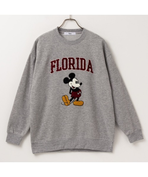 Disney（ディズニー）の「【再入荷】Disney サガラ刺繍トレーナー（スウェット・レディース・ホワイト/チャコールグレー/杢グレー・フリー）」の6枚目の写真