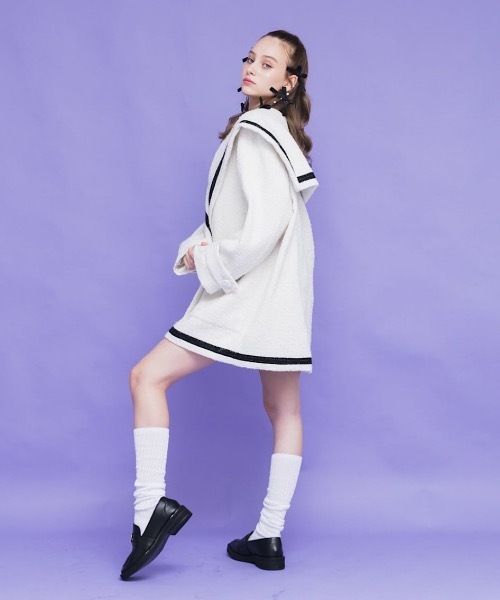 lilLilly（リルリリー）の「ツイードセーラーコート（ポンチョ・レディース・ブラック・FREE）」の10枚目の写真