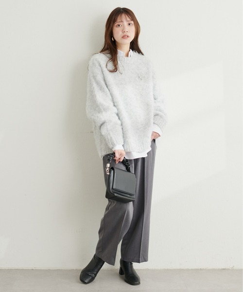 natural couture(ナチュラルクチュール)の「ベルト付きタックワイドパンツ(スラックス・レディース・グレー/ブラウン・LL/SMALL/LARGE/MEDIUM)」の4枚目の写真