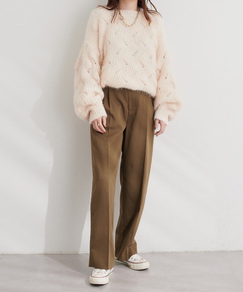 natural couture(ナチュラルクチュール)の「ベルト付きタックワイドパンツ(スラックス・レディース・グレー/ブラウン・LL/SMALL/LARGE/MEDIUM)」の17枚目の写真
