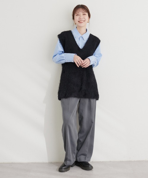 natural couture(ナチュラルクチュール)の「ベルト付きタックワイドパンツ(スラックス・レディース・グレー/ブラウン・LL/SMALL/LARGE/MEDIUM)」の12枚目の写真