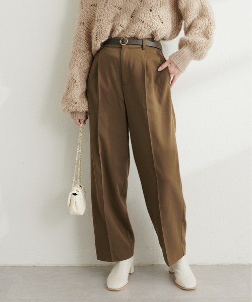 natural couture(ナチュラルクチュール)の「ベルト付きタックワイドパンツ(スラックス・レディース・グレー/ブラウン・LL/SMALL/LARGE/MEDIUM)」の21枚目の写真