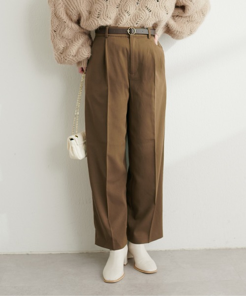 natural couture(ナチュラルクチュール)の「ベルト付きタックワイドパンツ(スラックス・レディース・グレー/ブラウン・LL/SMALL/LARGE/MEDIUM)」の22枚目の写真