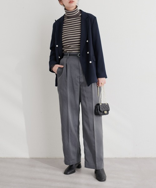 natural couture(ナチュラルクチュール)の「ベルト付きタックワイドパンツ(スラックス・レディース・グレー/ブラウン・LL/SMALL/LARGE/MEDIUM)」の15枚目の写真