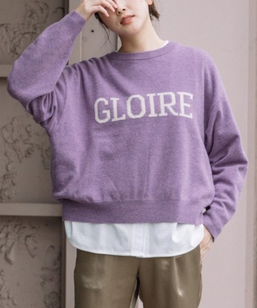 Munich（ミューニック）の「Munich（ミューニック）メリノウール袋ジャガード編みロゴニットプルオーバー（ニット/セーター・レディース・ブラック/パープル/ベージュ・F）」の9枚目の写真