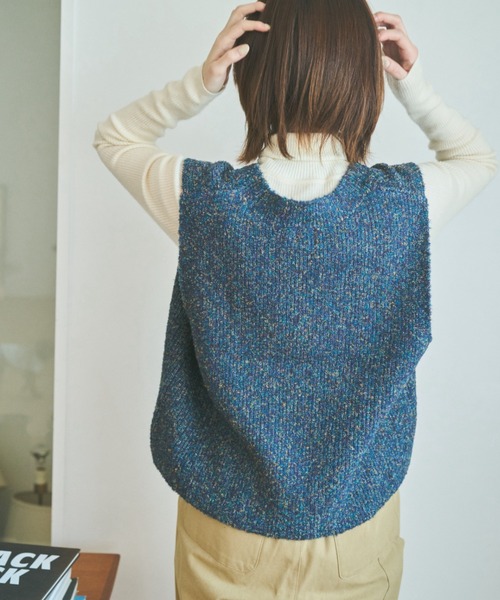 unclip（アンクリップ）の「カールヤーンニットベスト（ベスト・レディース・ネイビー/ナチュラル・FREE）」の17枚目の写真