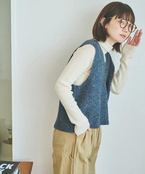 unclip（アンクリップ）の「カールヤーンニットベスト（ベスト・レディース・ネイビー/ナチュラル・FREE）」の15枚目の写真