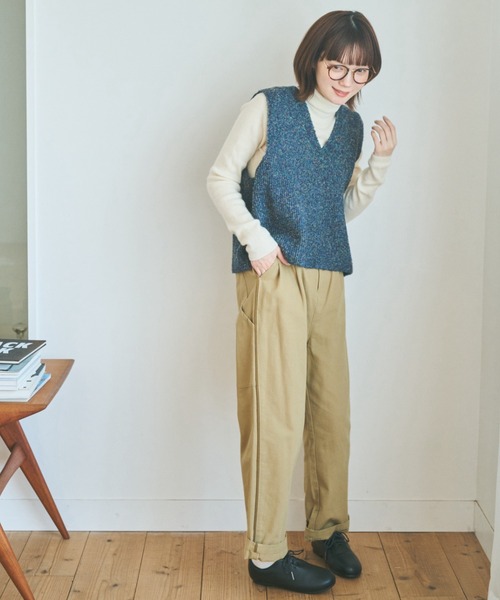 unclip（アンクリップ）の「カールヤーンニットベスト（ベスト・レディース・ネイビー/ナチュラル・FREE）」の11枚目の写真