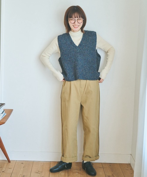 unclip（アンクリップ）の「カールヤーンニットベスト（ベスト・レディース・ネイビー/ナチュラル・FREE）」の12枚目の写真