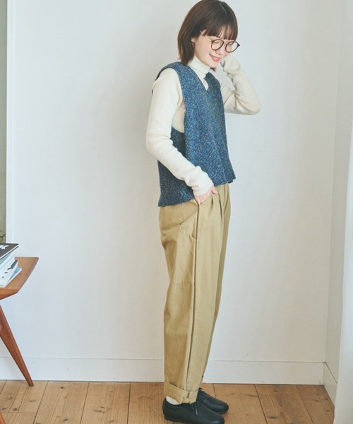 unclip（アンクリップ）の「カールヤーンニットベスト（ベスト・レディース・ネイビー/ナチュラル・FREE）」の10枚目の写真