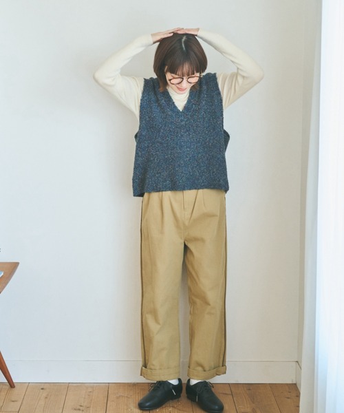 unclip（アンクリップ）の「カールヤーンニットベスト（ベスト・レディース・ネイビー/ナチュラル・FREE）」の20枚目の写真