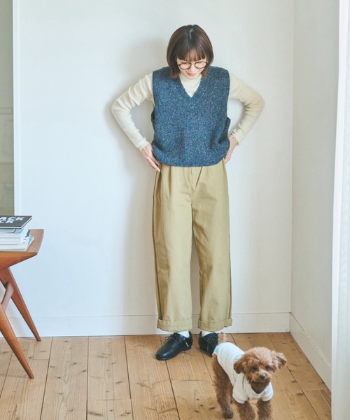 unclip（アンクリップ）の「カールヤーンニットベスト（ベスト・レディース・ネイビー/ナチュラル・FREE）」の13枚目の写真