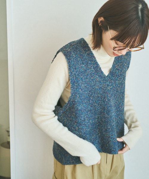 unclip（アンクリップ）の「カールヤーンニットベスト（ベスト・レディース・ネイビー/ナチュラル・FREE）」の16枚目の写真