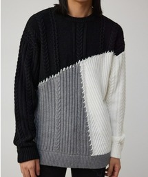 パネルスウィッチングステッチニット