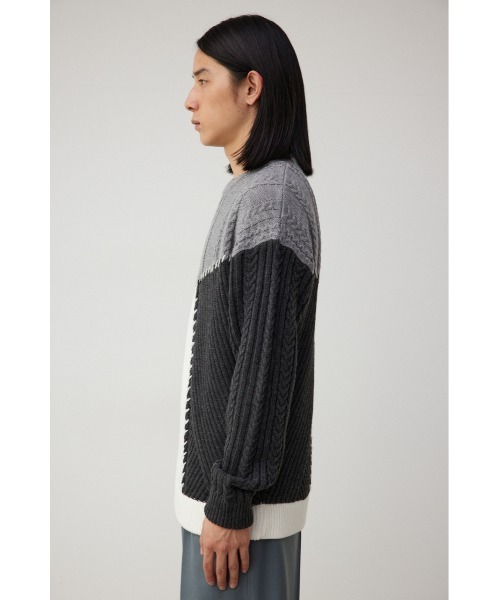 AZUL by moussy(アズールバイマウジー)の「パネルスウィッチングステッチニット(ニット/セーター・メンズ・ブルー系その他/グレー系その他/ブラック系その他・MEDIUM/LARGE)」の18枚目の写真