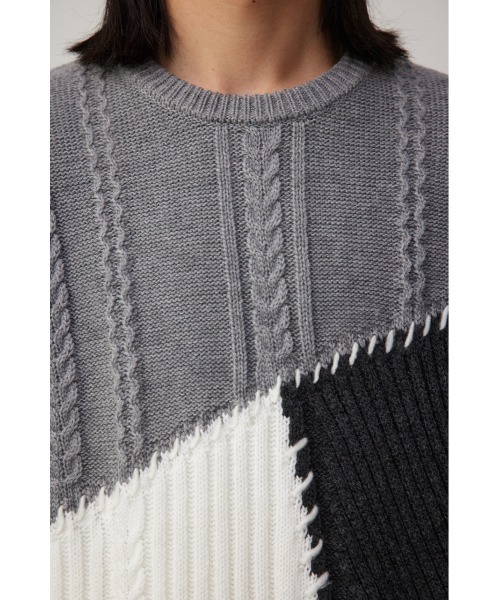 AZUL by moussy(アズールバイマウジー)の「パネルスウィッチングステッチニット(ニット/セーター・メンズ・ブルー系その他/グレー系その他/ブラック系その他・MEDIUM/LARGE)」の20枚目の写真