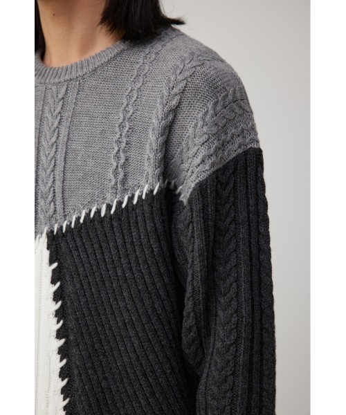 AZUL by moussy(アズールバイマウジー)の「パネルスウィッチングステッチニット(ニット/セーター・メンズ・ブルー系その他/グレー系その他/ブラック系その他・MEDIUM/LARGE)」の21枚目の写真