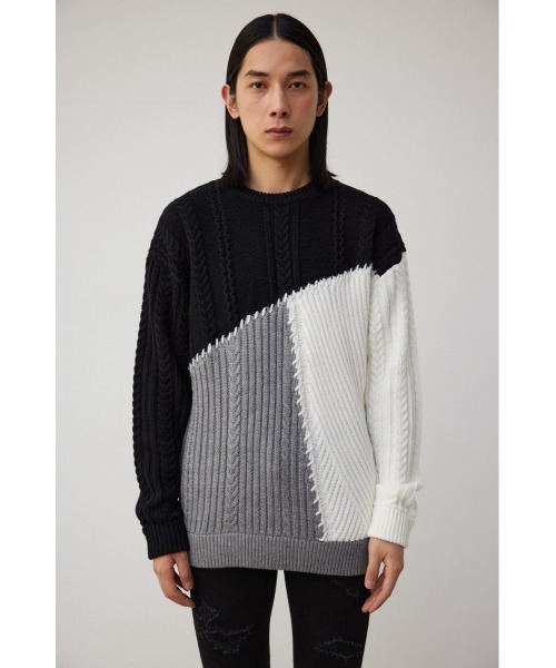 AZUL by moussy(アズールバイマウジー)の「パネルスウィッチングステッチニット(ニット/セーター・メンズ・ブルー系その他/グレー系その他/ブラック系その他・MEDIUM/LARGE)」の7枚目の写真