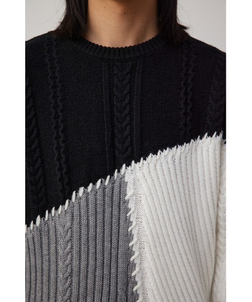 AZUL by moussy(アズールバイマウジー)の「パネルスウィッチングステッチニット(ニット/セーター・メンズ・ブルー系その他/グレー系その他/ブラック系その他・MEDIUM/LARGE)」の10枚目の写真