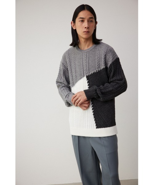 AZUL by moussy(アズールバイマウジー)の「パネルスウィッチングステッチニット(ニット/セーター・メンズ・ブルー系その他/グレー系その他/ブラック系その他・MEDIUM/LARGE)」の15枚目の写真