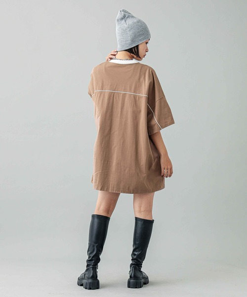 X-girl（エックスガール）の「V-NECK BIG TEE DRESS（ワンピース