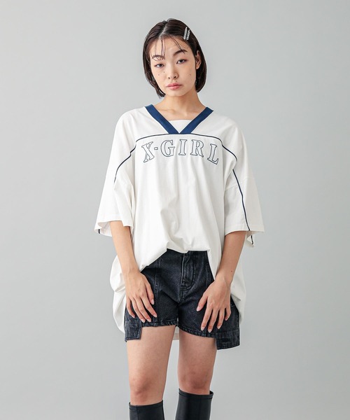 X-girl(エックスガール)の「V-NECK BIG TEE DRESS(ワンピース・レディース・ブラック/ホワイト/ブラウン・S/M)」の20枚目の写真