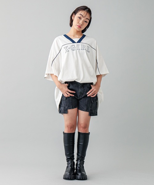 X-girl（エックスガール）の「V-NECK BIG TEE DRESS（ワンピース