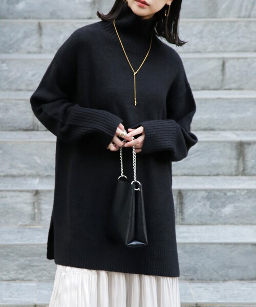 FREE'S MART（フリーズマート）の「ブークレハイネックチュニックニット（ニット/セーター・レディース・イエロー/ホワイト/ライトグリーン/ブラック・FREE）」の15枚目の写真