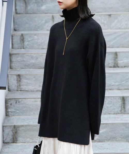 FREE'S MART（フリーズマート）の「ブークレハイネックチュニックニット（ニット/セーター・レディース・イエロー/ホワイト/ライトグリーン/ブラック・FREE）」の17枚目の写真