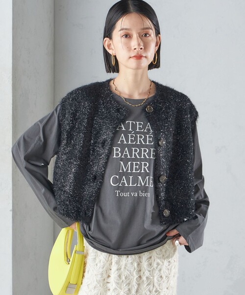 SHIPS（シップス）の「*〈手洗い可能〉グリッター ラメ フェザー ベスト 24SS ◇（ベスト・レディース・ブラック/シルバー・ONE SIZE）」の16枚目の写真
