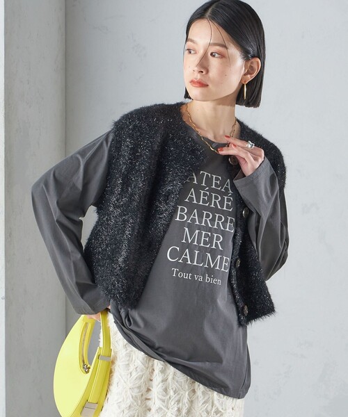 SHIPS（シップス）の「*〈手洗い可能〉グリッター ラメ フェザー ベスト 24SS ◇（ベスト・レディース・ブラック/シルバー・ONE SIZE）」の17枚目の写真