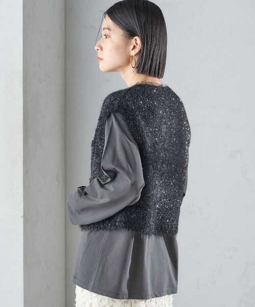 SHIPS（シップス）の「*〈手洗い可能〉グリッター ラメ フェザー ベスト 24SS ◇（ベスト・レディース・ブラック/シルバー・ONE SIZE）」の20枚目の写真