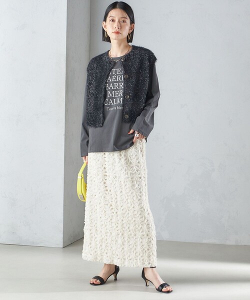 ベスト ジレ *「手洗い可能」グリッター ラメ フェザー ベスト 24SS  レディース SHIPS ベスト ジレ *「手洗い可能」グリッター ラメ フェザー