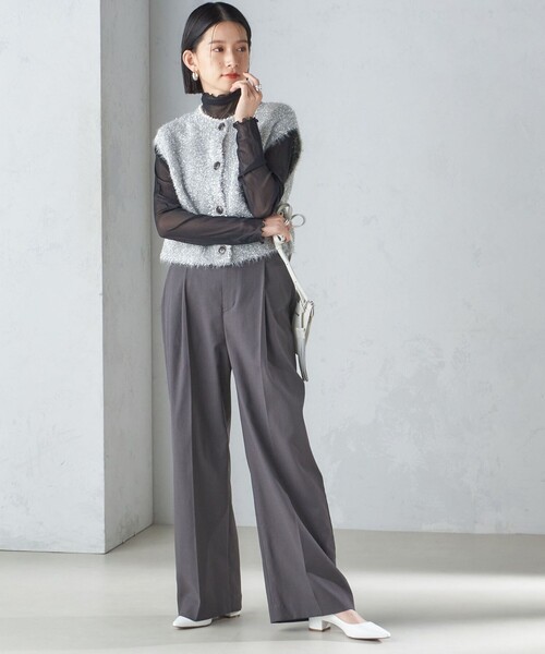 セール】*〈手洗い可能〉グリッター ラメ フェザー ベスト 24SS