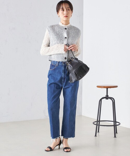 【シップス　ウィメン】*〈手洗い可能〉グリッター ラメ フェザー ベスト 24SS ◇ セール】*〈手洗い可能〉グリッター ラメ フェザー ベスト 24SS