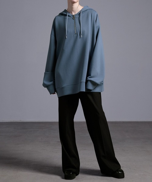 Loose/ルース（ルース）の「ドレープ リングハーフジップルーズパーカー（パーカー・メンズ・ブルーグレー/ブラック/ライトグレー・L/M/S/XS）」の10枚目の写真
