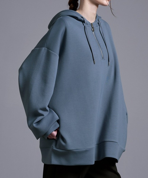 Loose/ルース（ルース）の「ドレープ リングハーフジップルーズパーカー（パーカー・メンズ・ブルーグレー/ブラック/ライトグレー・L/M/S/XS）」の7枚目の写真