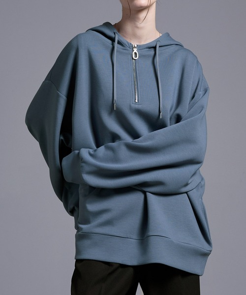 Loose/ルース（ルース）の「ドレープ リングハーフジップルーズパーカー（パーカー・メンズ・ブルーグレー/ブラック/ライトグレー・L/M/S/XS）」の5枚目の写真
