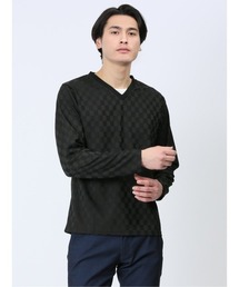 TAKA-Q | タカキューメンズ/TAKA-Q:MEN ジャガード市松 フェイクVネック長袖Tシャツ(Tシャツ/カットソー)
