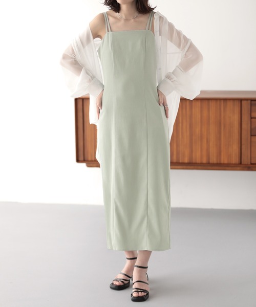 nouvellemoi（ヌーベルモイ）の「Iラインキャミワンピース（ワンピース・レディース・ベージュ/ブラック/アイボリー/ミント・M/L）」の4枚目の写真