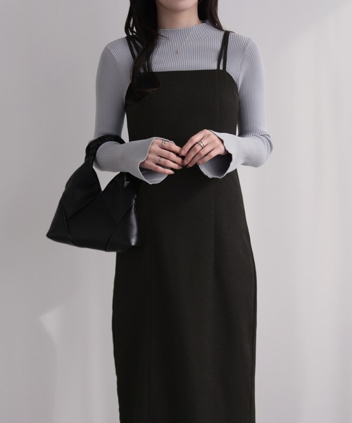 nouvellemoi（ヌーベルモイ）の「Iラインキャミワンピース（ワンピース・レディース・ベージュ/ブラック/アイボリー/ミント・M/L）」の5枚目の写真