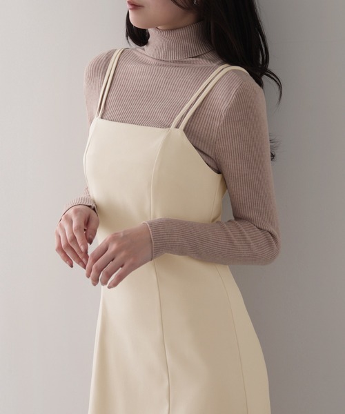 nouvellemoi（ヌーベルモイ）の「Iラインキャミワンピース（ワンピース・レディース・ベージュ/ブラック/アイボリー/ミント・M/L）」の8枚目の写真