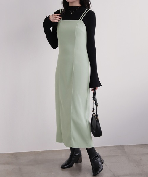 nouvellemoi（ヌーベルモイ）の「Iラインキャミワンピース（ワンピース・レディース・ベージュ/ブラック/アイボリー/ミント・M/L）」の7枚目の写真