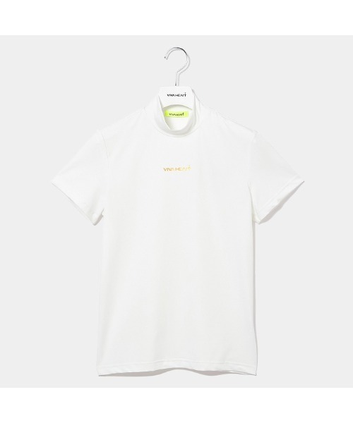 VIVA HEART(ビバハート)の「【VIVA HEART/GOLF】高機能ベア天半袖モックネック(シャツ/ブラウス・レディース・ネイビー/イエロー/オフホワイト・40/38/42)」の4枚目の写真