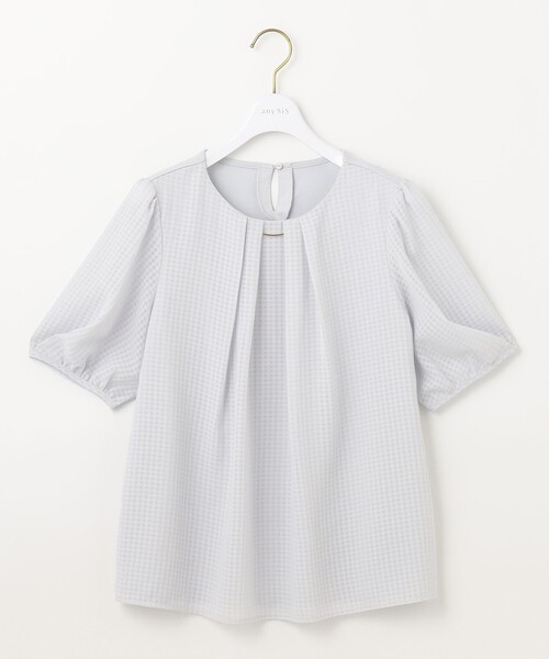 ANY SIS（エニィスィス）の「【吸水速乾・UVケア・接触冷感】コンフォートジャージー ブラウス（Tシャツ/カットソー・レディース・ホワイト系/ネイビー系/ライトグレー系/スカイブルー系・2）」の15枚目の写真