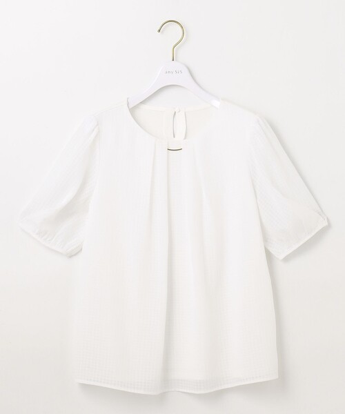 ANY SIS（エニィスィス）の「【吸水速乾・UVケア・接触冷感】コンフォートジャージー ブラウス（Tシャツ/カットソー・レディース・ホワイト系/ネイビー系/ライトグレー系/スカイブルー系・2）」の14枚目の写真