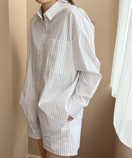 U by SPICK&SPAN(ユーバイスピックアンドスパン)の「ブロードストライプオーバーシャツ(シャツ/ブラウス・レディース・アイボリー/その他10・FREE)」の22枚目の写真